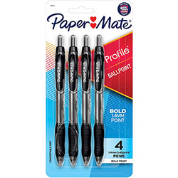 Papermate® Profile Retractable Gel Pens - Medium Pen Point - 0.7 mm Pen Point Size - Retractable - Black Gel-based Ink - 4 / Pack