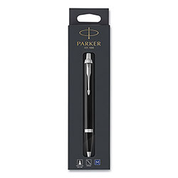 Parker IM Retractable Medium Tip Ballpoint Pen, 0.7 mm, Blue Ink, Black/Chrome Barrel