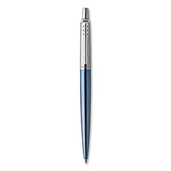 Parker Jotter Ballpoint Pen, Retractable, Medium 0.7 mm, Blue Ink, Waterloo Blue/Chrome Barrel