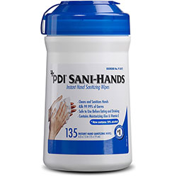 PDI Healthcare Sani-Hands Instant Hand Sanitizing Wipes - 6 in x 7.50 in - Hygienic, Moisturizing - For Hand, Residential - 135 Per Canister