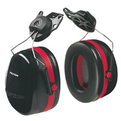Peltor PELTOR™ Optime™ 105 Earmuff, 27 dB NRR, Black/Red, Cap Mount