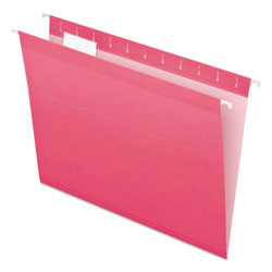 Pendaflex Colored Reinforced Hanging Folders, Letter Size, 1/5-Cut Tab, Pink, 25/Box (ESS415215PIN)