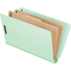 Pendaflex End Tab Classification Folders, 2 Dividers, Legal Size, Pale Green, 10/Box