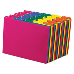 Pendaflex Poly Top Tab File Guides, 1/5-Cut Top Tab, A to Z, 8.5 x 11, Assorted Colors, 25/Set