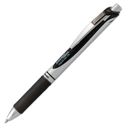Pentel EnerGel RTX Retractable Gel Pen, Medium 0.7mm, Black Ink, Black/Gray Barrel (PENBL77A)