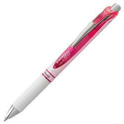 Pentel EnerGel RTX Retractable Gel Pen, 0.7mm, Pink Ink, White/Pink Barrel
