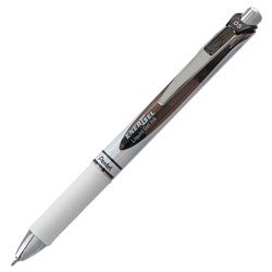 Pentel EnerGel RTX Retractable Gel Pen, 0.5mm, Black Ink, White/Black Barrel