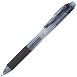 Pentel EnerGel-X Retractable Gel Pen, 0.5 mm Needle Tip, Black Ink/Barrel, Dozen