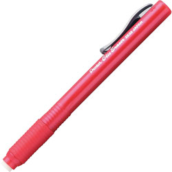 Pentel Grip Pencil Style Eraser, Refillable, Red Barrel