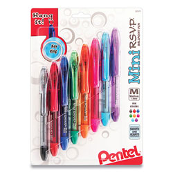 Pentel Mini R.S.V.P. Stick Ballpoint Pen, Medium 1 mm, Assorted Color Ink/Barrel, 8/Pack