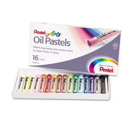 Pentel Oil Pastel Set With Carrying Case,16-Color Set, Assorted, 16/Set