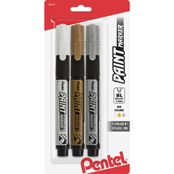 Pentel Paint Marker, Opaque Ink, 0.3mm Bullet Tip, 3/PK, Assorted