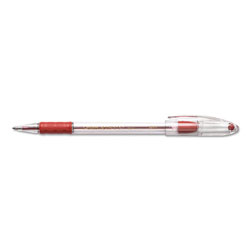Pentel R.S.V.P. Stick Ballpoint Pen, Medium 1mm, Red Ink, Clear/Red Barrel, Dozen