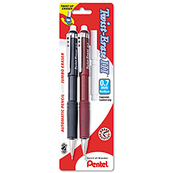 Pentel Twist-Erase III Automatic Pencil, 0.70 mm, Assorted Colors, 2/Pack
