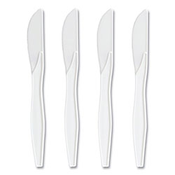 Perk™ Mediumweight Plastic Cutlery, Knife, White, 1,000/Pack
