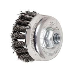 Pferd Mini Knot Cup Brush, 2-3/4 in dia, 5/8 in to 11 Arbor, 0.020 in Carbon Steel Wire