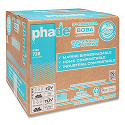 phade™ Marine Biodegradable Straws, Boba Straws, 9 in, Ocean Blue, 720/Carton