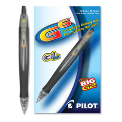 Pilot G6 Retractable Gel Pen, Fine 0.7mm, Black Ink, Black Barrel