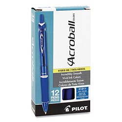 Pilot Acroball Pen, .1mm, Retractable, Blue Barrel/Ink
