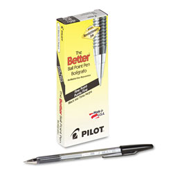 Pilot Better Stick Ballpoint Pen, Fine 0.7mm, Black Ink, Smoke Barrel, Dozen (PIL35011)