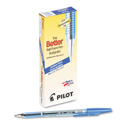 Pilot Better Stick Ballpoint Pen, Medium 1mm, Blue Ink, Translucent Blue Barrel, Dozen (PIL36711)
