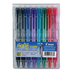 Pilot FriXion Clicker Erasable Retractable Gel Pen, Extra-Fine 0.5 mm, Assorted Ink/Barrel, 8/Set