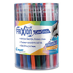 Pilot FriXion ColorSticks Erasable Gel Pen, Stick, Fine 0.7 mm, Ten Assorted Ink and Barrel Colors, 36/Pack