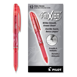 Pilot FriXion Point Erasable Stick Gel Pen, Extra-Fine 0.5mm, Red Ink, Red Barrel