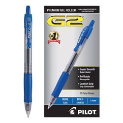 Pilot G2 Premium Retractable Gel Pen, 1mm, Blue Ink, Smoke Barrel, Dozen (PIL31257)