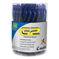 Pilot G2 Premium Retractable Gel Pen, Fine 0.7mm, Blue Ink/Barrel, 36/Pack