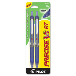 Pilot Rollerball Pen, Retract., Extra Fine Pt., 2/PK, Blue Barrel/Ink