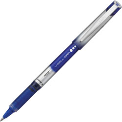 Pilot VBall Grip Liquid Ink Stick Roller Ball Pen, .7mm, Blue Ink, Blue/Silver Barrel, Dozen