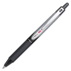 Pilot VBall RT Liquid Ink Retractable Roller Ball Pen, 0.7mm, Black Ink, Black/White Barrel