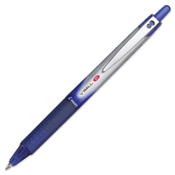 Pilot VBall RT Liquid Ink Retractable Roller Ball Pen, 0.7mm, Blue Ink, Blue/White Barrel