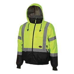 Pioneer 5209U Class 3 High Visibility Safety Bomber Jacket, Polyfill, Large, Y/G