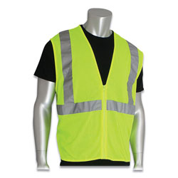 PIP Zipper Safety Vest, Hi-Viz Lime Yellow, Large