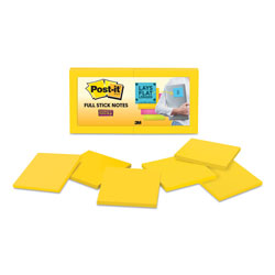Post-it® Full Stick Notes, 3 in x 3 in, Electric Yellow, 25 Sheets/Pad, 12 Pads/Pack