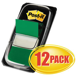 Post-it® Marking Page Flags in Dispensers, Green, 50 Flags/Dispenser, 12 Dispensers/Pack