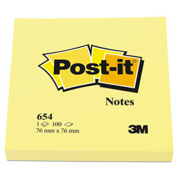 Post-it® Original Pads in Canary Yellow, 3" x 3", 100 Sheets/Pad, 12 Pads/Pack (MMM654YW)