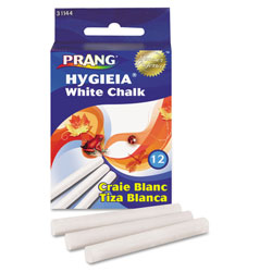 Prang Hygieia Dustless Board Chalk, 3 1/4 x 0.38. White, 12/Box (DIX31144)