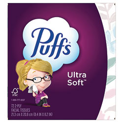 Puffs Ultra Soft Facial Tissue, 2-Ply, White, 72 Sheets/Box