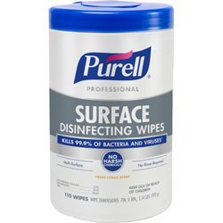 Purell Professional Surface Disinfect Wipes - Ready-To-Use Wipe - Fresh Citrus Scent - 7 in x 8 in, 110 / Canister - 1 Each