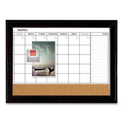 Quartet Magnetic Combination Dry Erase Calendar/Cork Board, 35 x 23, Black Wood Frame