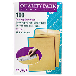 Quality Park Catalog Envelope, #1, Cheese Blade Flap, Gummed Closure, 6 x 9, Brown Kraft, 100/Box