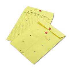 Quality Park Colored Paper String & Button Interoffice Envelope, #97, One-Sided Five-Column Format, 10 x 13, Yellow, 100/Box
