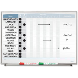 Quartet® 33704 Magnetic Board, 15 Names, 23 in x 16 in, Aluminum