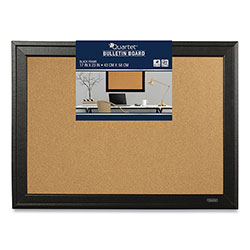 Quartet Cork Bulletin Board with Black Frame, 23 x 17, Natural Surface