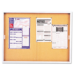 Quartet® Indoor Cork Message Board, Sliding Doors, Aluminum Frame, 72 x 48h