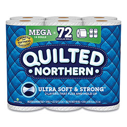 Quilted Northern Ultra Soft and Strong Bathroom Tissue, Mega Rolls, Septic Safe, 2-Ply, White, 328 Sheets/Roll, 18 Rolls/Carton