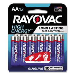 Rayovac High Energy Premium Alkaline AA Batteries, 12/Pack